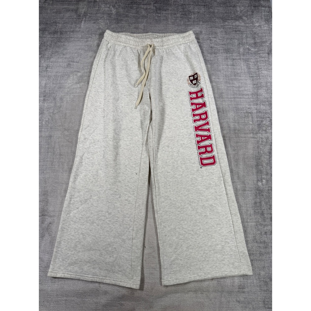 Harvard Pants Women 1X Gray Wide Leg Collegiate University Comfort Sweatpants